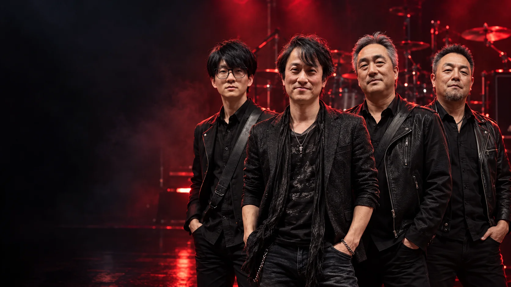 BLOOD WINGSの4人が黒いライブ衣装で並ぶアーティストビジュアル